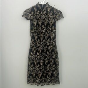 Alice + Olivia Black and Gold Dress